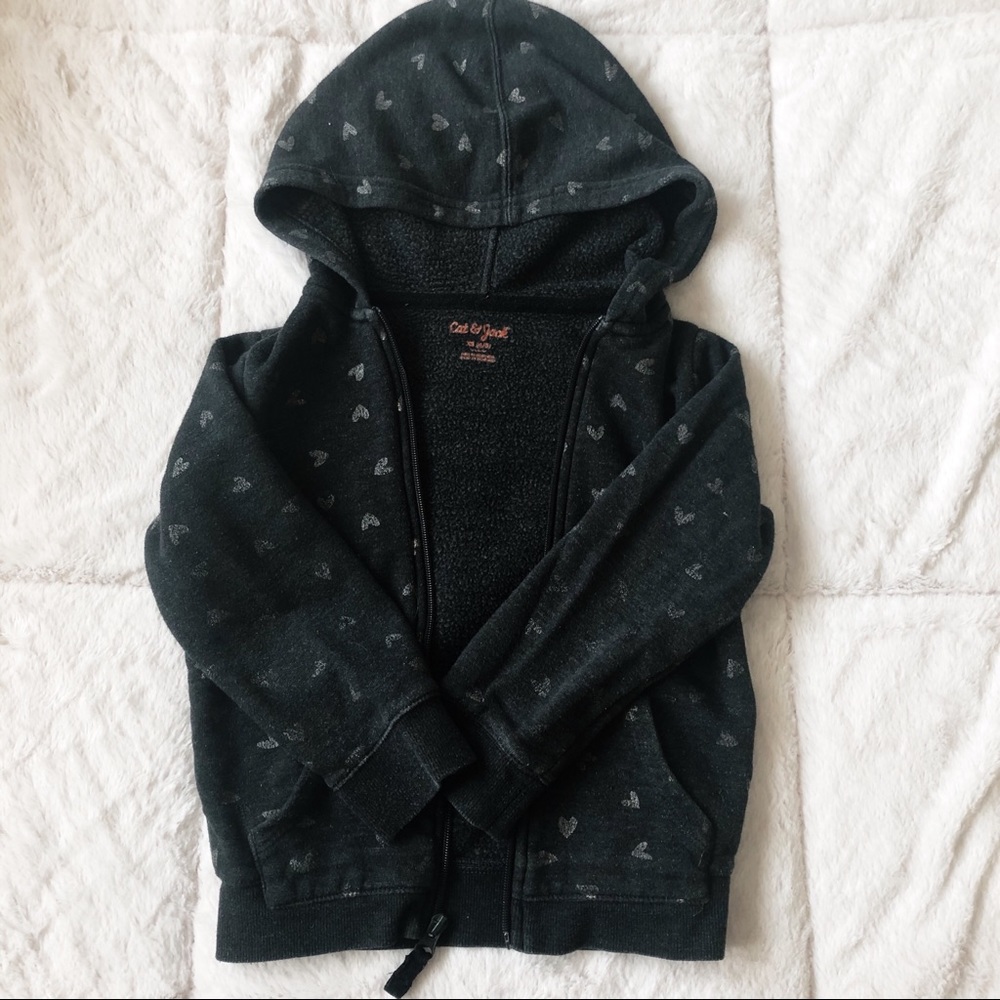 Cat & Jack Heart Printed Zip Up Hoodie Size 4/5